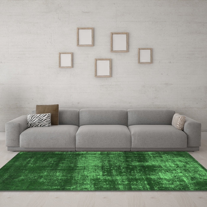 Machine Washable Abstract Emerald Green Modern Area Rugs in a Living Room,, wshabs885emgrn