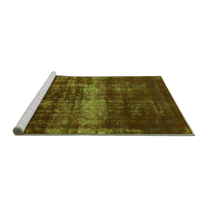 Sideview of Machine Washable Abstract Green Modern Area Rugs, wshabs885grn