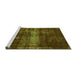 Sideview of Machine Washable Abstract Green Modern Area Rugs, wshabs885grn