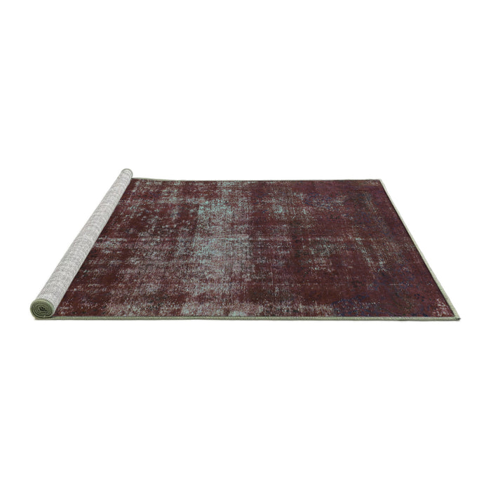 Sideview of Machine Washable Abstract Turquoise Modern Area Rugs, wshabs885turq