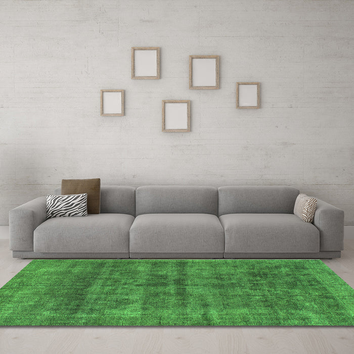 Machine Washable Abstract Green Modern Area Rugs in a Living Room,, wshabs886grn