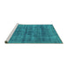 Sideview of Machine Washable Abstract Turquoise Modern Area Rugs, wshabs886turq