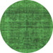 Round Abstract Green Modern Rug, abs886grn