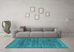 Machine Washable Abstract Turquoise Modern Area Rugs in a Living Room,, wshabs886turq