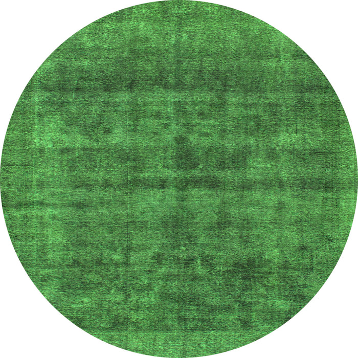 Round Machine Washable Abstract Green Modern Area Rugs, wshabs886grn