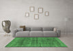 Machine Washable Abstract Emerald Green Modern Area Rugs in a Living Room,, wshabs886emgrn