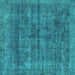 Square Abstract Turquoise Modern Rug, abs886turq