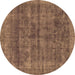 Round Abstract Brown Modern Rug, abs886brn