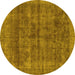 Round Abstract Yellow Modern Rug, abs886yw