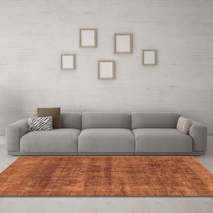 Machine Washable Abstract Orange Modern Area Rugs in a Living Room, wshabs886org