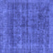 Square Machine Washable Abstract Blue Modern Rug, wshabs886blu