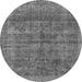 Round Machine Washable Abstract Gray Modern Rug, wshabs886gry