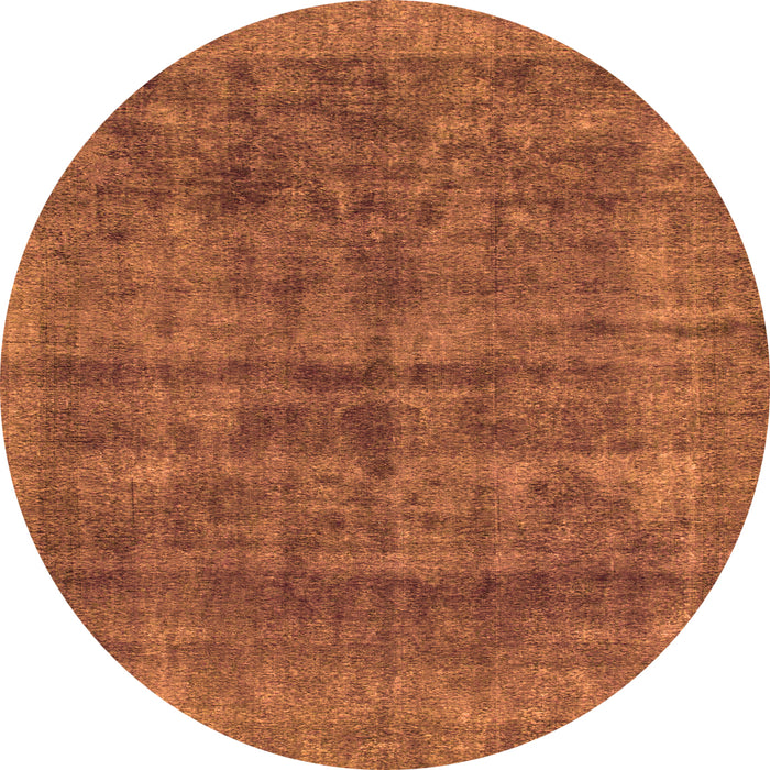 Round Machine Washable Abstract Orange Modern Area Rugs, wshabs886org
