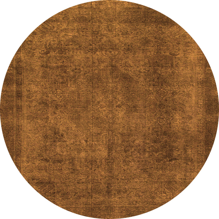 Round Machine Washable Abstract Orange Modern Area Rugs, wshabs887org