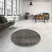 Round Abstract Black Modern Rug in a Office, abs887