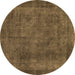 Round Abstract Brown Modern Rug, abs887brn