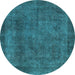 Round Machine Washable Abstract Light Blue Modern Rug, wshabs887lblu