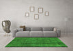 Machine Washable Abstract Green Modern Area Rugs in a Living Room,, wshabs887grn