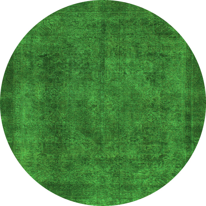 Round Abstract Green Modern Rug, abs887grn