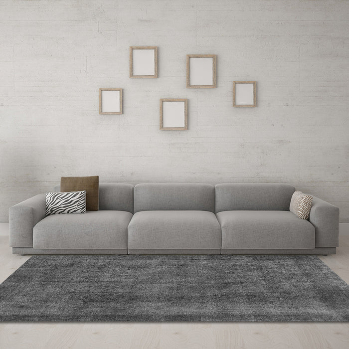 Machine Washable Abstract Gray Modern Rug in a Living Room,, wshabs887gry