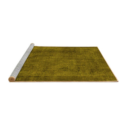 Sideview of Machine Washable Abstract Yellow Modern Rug, wshabs887yw
