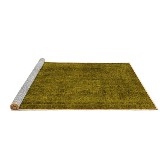 Sideview of Machine Washable Abstract Yellow Modern Rug, wshabs887yw
