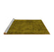 Sideview of Machine Washable Abstract Yellow Modern Rug, wshabs887yw