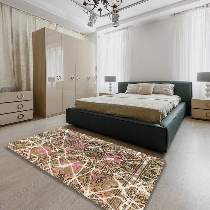 Abstract Brown Modern Rug in a Bedroom, abs888