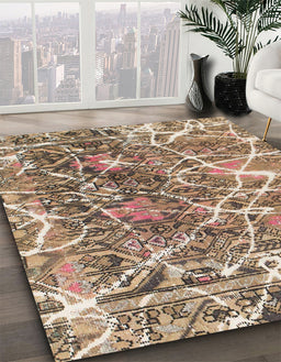 Abstract Brown Modern Rug in Family Room, abs888