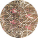 Round Abstract Brown Modern Rug, abs888