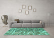 Machine Washable Abstract Turquoise Modern Area Rugs in a Living Room,, wshabs888turq