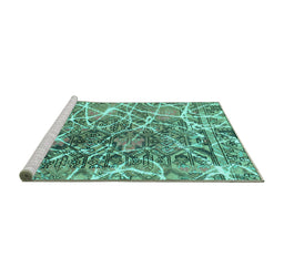 Sideview of Machine Washable Abstract Turquoise Modern Area Rugs, wshabs888turq
