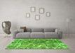 Machine Washable Abstract Green Modern Area Rugs in a Living Room,, wshabs888grn