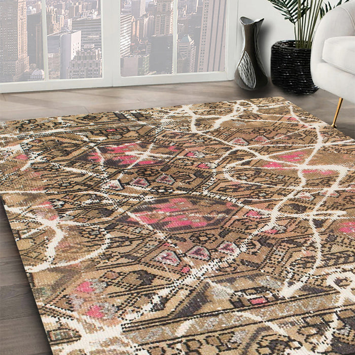Abstract Brown Modern Rug in Family Room, abs888
