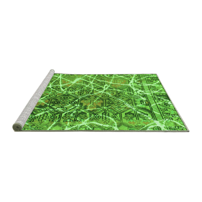 Sideview of Machine Washable Abstract Green Modern Area Rugs, wshabs888grn