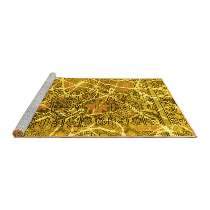 Sideview of Machine Washable Abstract Yellow Modern Rug, wshabs888yw
