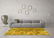 Machine Washable Abstract Yellow Modern Rug in a Living Room, wshabs888yw