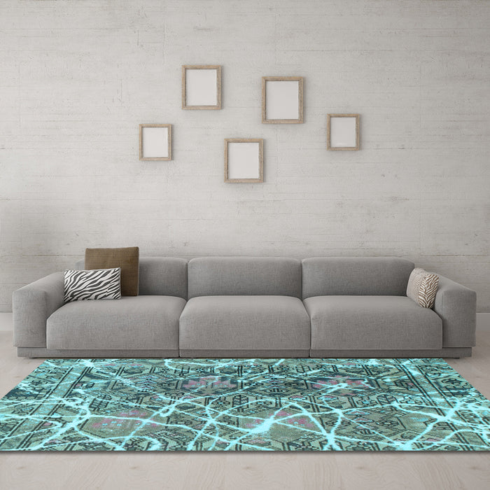Machine Washable Abstract Light Blue Modern Rug in a Living Room, wshabs888lblu