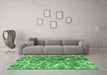 Machine Washable Abstract Emerald Green Modern Area Rugs in a Living Room,, wshabs888emgrn