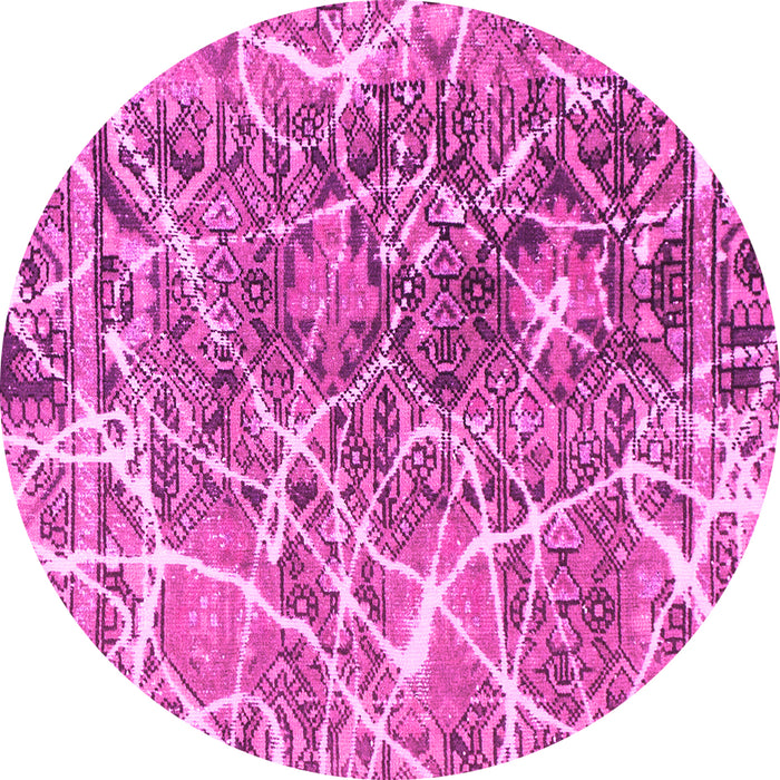 Round Machine Washable Abstract Pink Modern Rug, wshabs888pnk