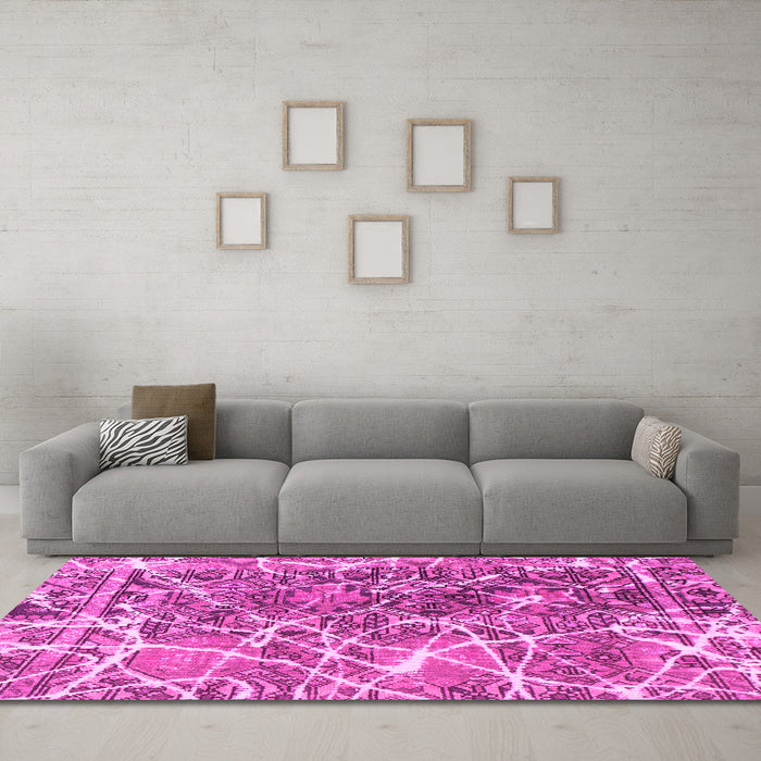 Machine Washable Abstract Pink Modern Rug in a Living Room, wshabs888pnk