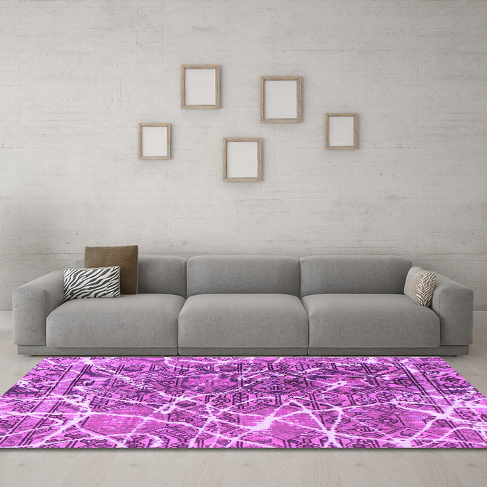 Machine Washable Abstract Purple Modern Area Rugs in a Living Room, wshabs888pur