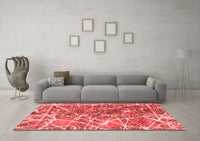 Machine Washable Abstract Red Modern Rug, wshabs888red