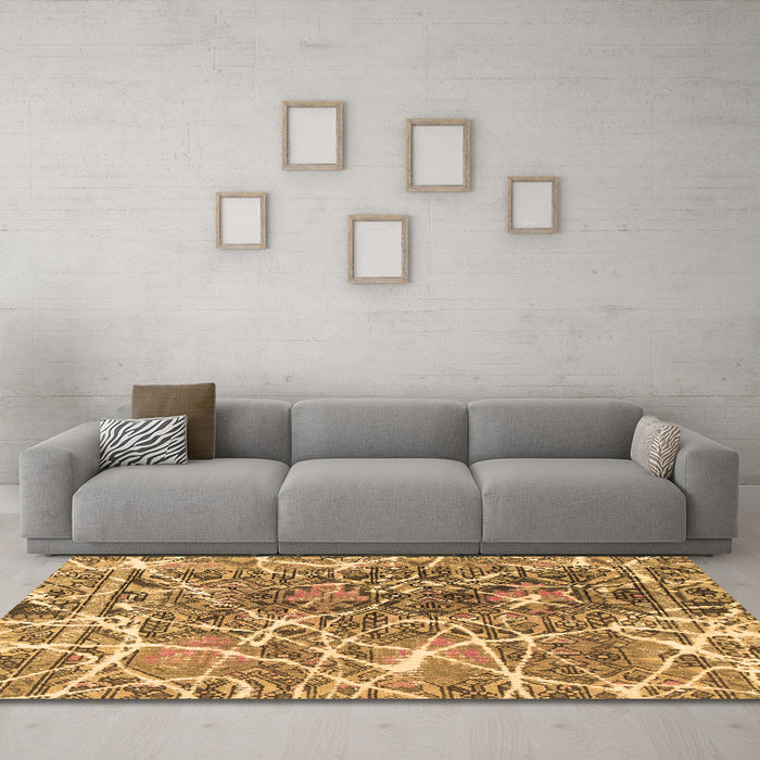 Machine Washable Abstract Brown Modern Rug in a Living Room,, wshabs888brn