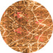 Round Abstract Orange Modern Rug, abs888org