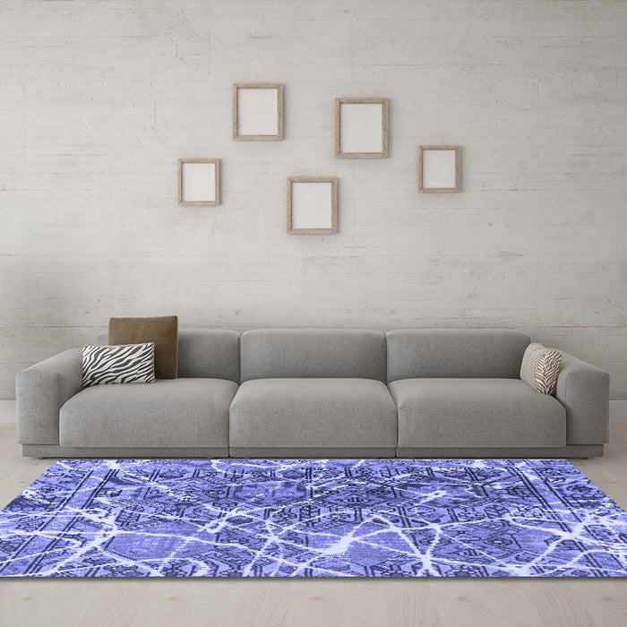 Machine Washable Abstract Blue Modern Rug in a Living Room, wshabs888blu