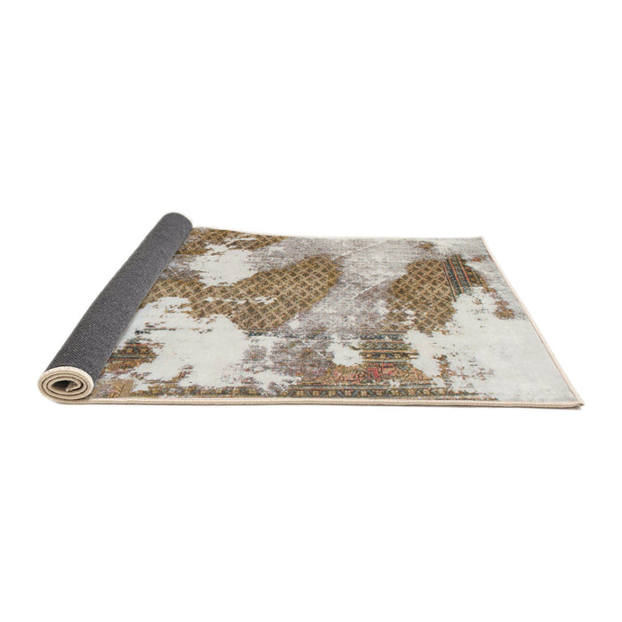 Sideview of Abstract Dark Almond Brown Modern Rug, abs889