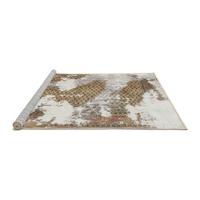 Sideview of Machine Washable Abstract Dark Almond Brown Rug, wshabs889
