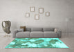 Machine Washable Abstract Turquoise Modern Area Rugs in a Living Room,, wshabs889turq