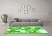 Machine Washable Abstract Green Modern Area Rugs in a Living Room,, wshabs889grn